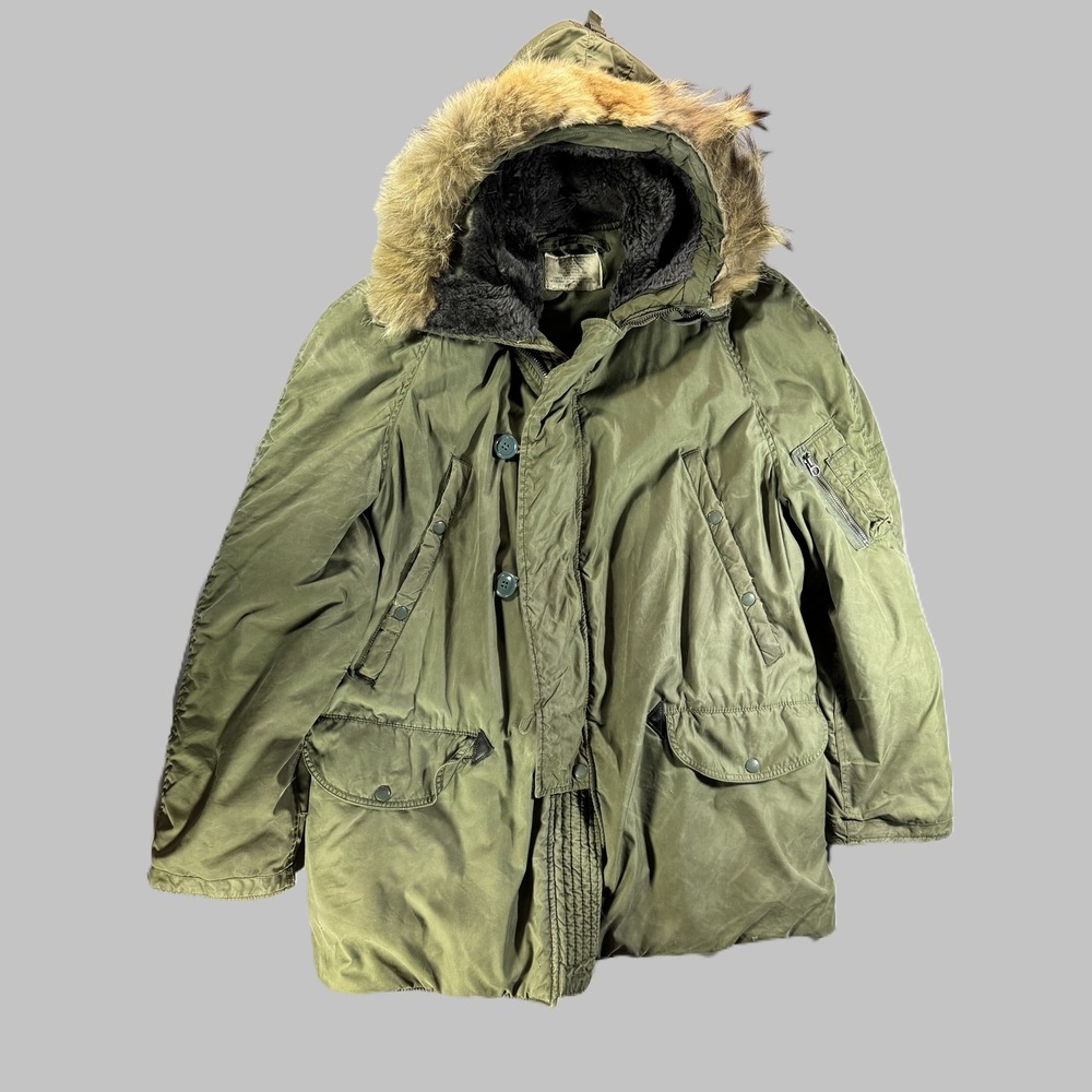Vintage 1972 US Military N-3B Flying Jacket Parka Lancer Clothing Mens Large
